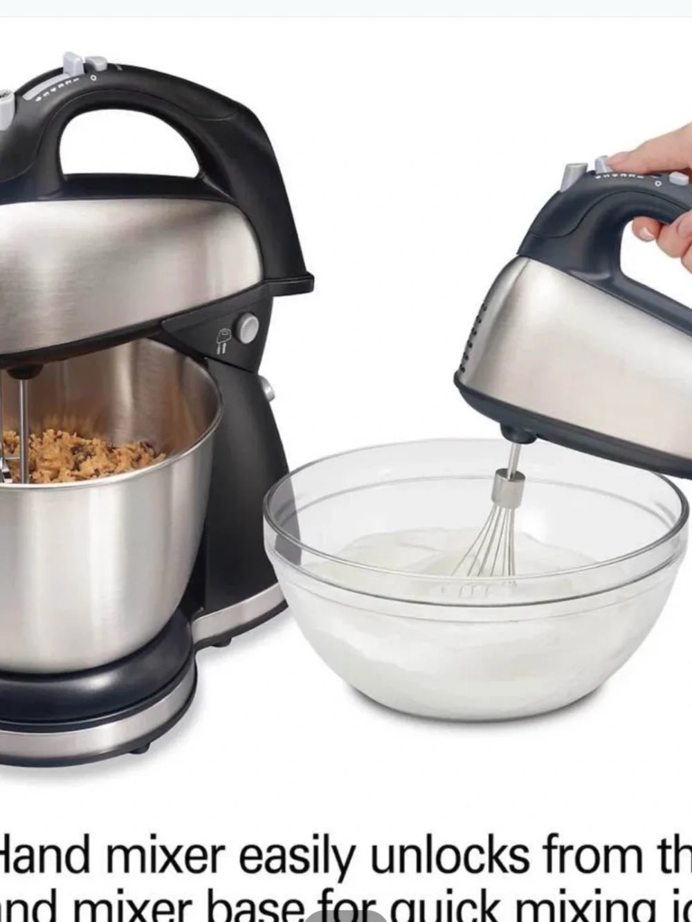 Hamilton Beach Black and Silver Bowl Stand Mixer with Attachments